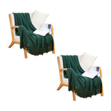 NNEAGS 2X Green Diamond Pattern Knitted Throw Blanket Warm Cozy Woven Cover Couch Bed Sofa Home Decor with Tassels