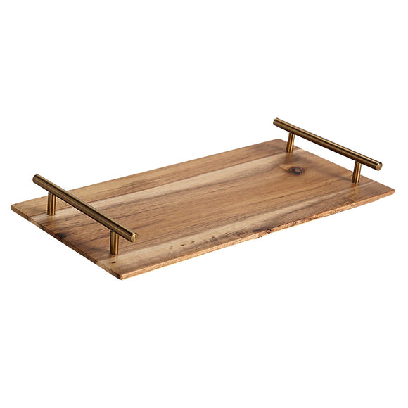 NNEAGS 36cm Brown Rectangle Wooden Acacia Food Serving Tray Charcuterie Board Centerpiece  Home Decor