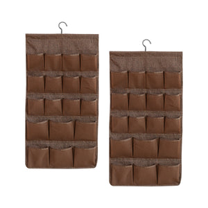 NNEAGS 2X Coffee Double Sided Hanging Storage Bag Underwear Bra Socks Mesh Pocket Hanger Home Organiser