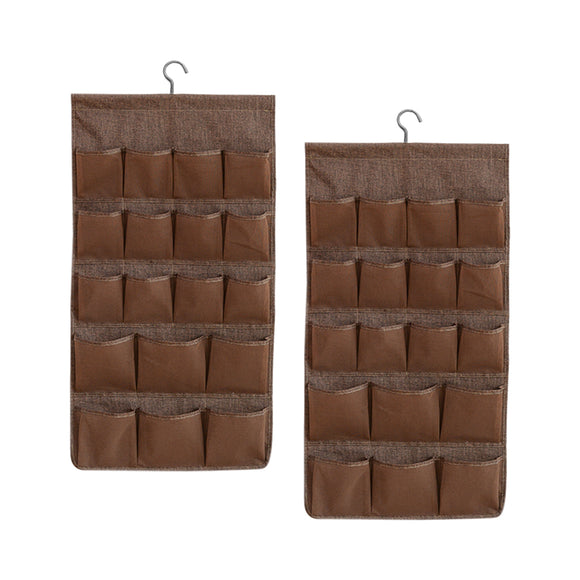 NNEAGS 2X Coffee Double Sided Hanging Storage Bag Underwear Bra Socks Mesh Pocket Hanger Home Organiser