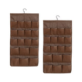 NNEAGS 2X Coffee Double Sided Hanging Storage Bag Underwear Bra Socks Mesh Pocket Hanger Home Organiser