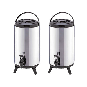 NNEAGS 2X 14L Portable Insulated Cold/Heat Coffee Tea Beer Barrel Brew Pot With Dispenser