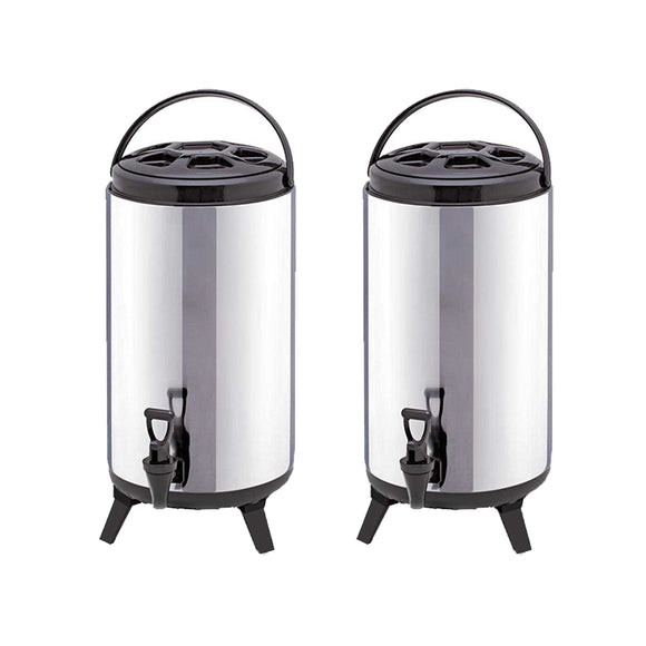 NNEAGS 2X 14L Portable Insulated Cold/Heat Coffee Tea Beer Barrel Brew Pot With Dispenser