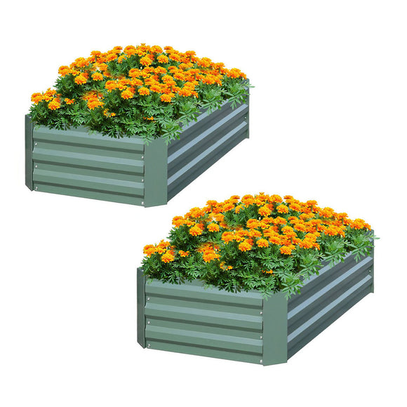 NNEAGS 2X 120X90cm Rectangle Galvanised Raised Garden Bed Vegetable Herb Flower Outdoor Planter Box