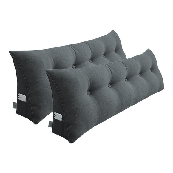 NNEAGS 2X 150cm Dark Grey Triangular Wedge Bed Pillow Headboard Backrest Bedside Tatami Cushion Home Decor