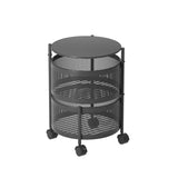 NNEAGS 2 Tier Steel Round Rotating Kitchen Cart Multi-Functional Shelves Portable Storage Organizer with Wheels