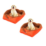 NNEAGS 2X Orange Dual-purpose Cushion Nest Cat Dog Bed Warm Plush Kennel Mat Pet Home Travel Essentials