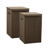 NNEAGS 2X Coffee Medium Collapsible Laundry Hamper Storage Box Foldable Canvas Basket Home Organiser Decor