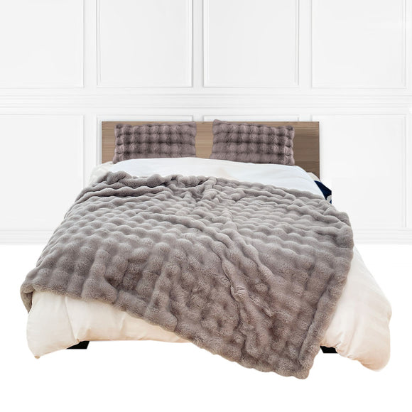 NNEAGS 200cm Grey Fur Fuzzy Super Soft and Cozy Fluffy Throw Blanket