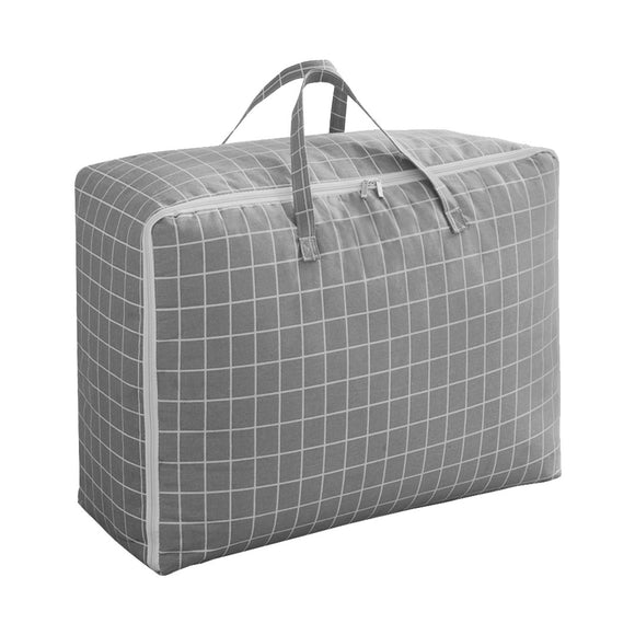 NNEAGS Grey Plaid Medium Storage Luggage Bag Double Zipper Foldable Travel Organiser Essentials