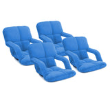 NNEAGS 4X Foldable Lounge Cushion Adjustable Floor Lazy Recliner Chair with Armrest Blue