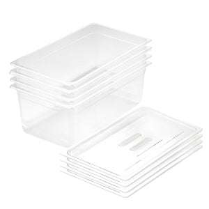 NNEAGS 200mm Clear Gastronorm GN Pan 1/1 Food Tray Storage Bundle of 4 with Lid