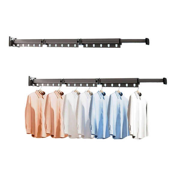 NNEAGS 2X 93.2cm Wall-Mounted Clothing Dry Rack Retractable Space-Saving Foldable Hanger