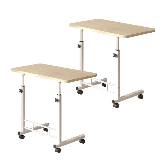 NNEAGS 2X 40x80cm White Maple Bedside Table Movable Bedroom Desk Student Computer Table