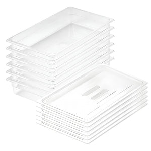 NNEAGS 100mm Clear Gastronorm GN Pan 1/1 Food Tray Storage Bundle of 6 with Lid