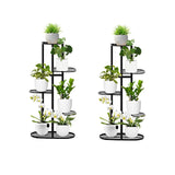 NNEAGS 2X 5 Tier 6 Pots Black Metal Plant Rack Flowerpot Storage Display Stand Holder Home Garden Decor