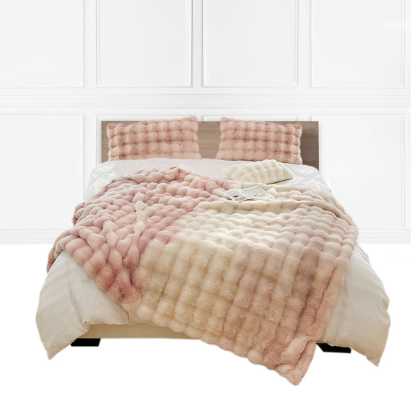 NNEAGS 200cm Light Pink Fur Fuzzy Super Soft and Cozy Fluffy Throw Blanket