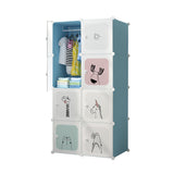 NNEAGS 8 Cubes Blue Portable Wardrobe Divide-Grid Modular Storage Organiser Foldable Closet