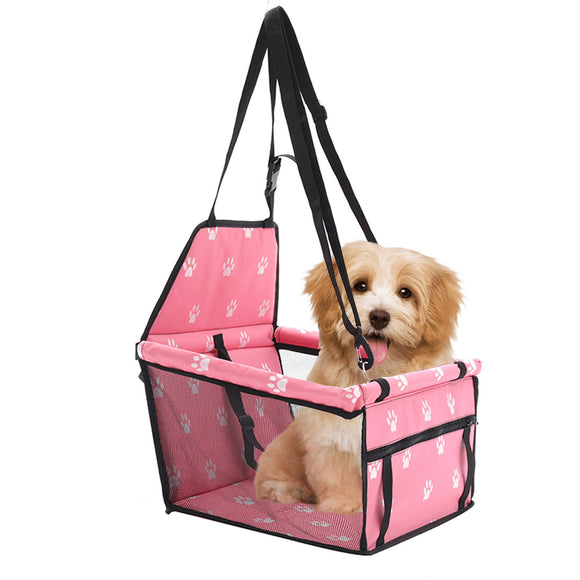 NNEAGS Waterproof Pet Booster Car Seat Breathable Mesh Safety Travel Portable Dog Carrier Bag Pink