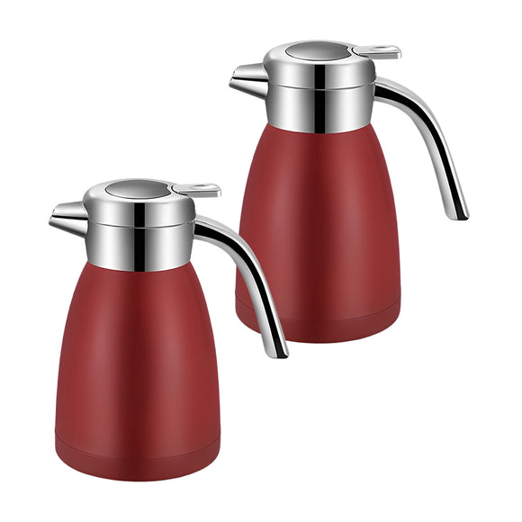 NNEAGS 2X 2.2L Stainless Steel Kettle Insulated Vacuum Flask Water Coffee Jug Thermal Red