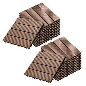 NNEAGS 2X 11 pcs Light Chocolate DIY Wooden Composite Decking Tiles Garden Outdoor Backyard Flooring Home Decor