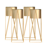 NNEAGS 4X 50cm Gold Metal Plant Stand with Gold Flower Pot Holder Corner Shelving Rack Indoor Display