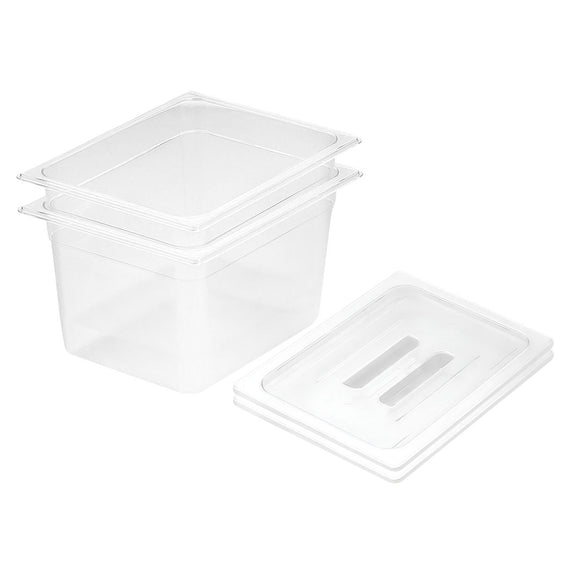 NNEAGS 200mm Clear Gastronorm GN Pan 1/2 Food Tray Storage Bundle of 2 with Lid
