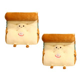 NNEAGS 2X Smiley Face Toast Bread Wedge Cushion Stuffed Plush Cartoon Back Support Pillow Home Decor