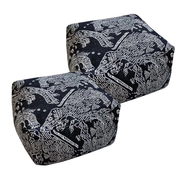 NNEAGS 2X 55x30cm Black Squared Soft Pouffe Seat Cushion Elegant Home Accent D?cor Stylish Footstool