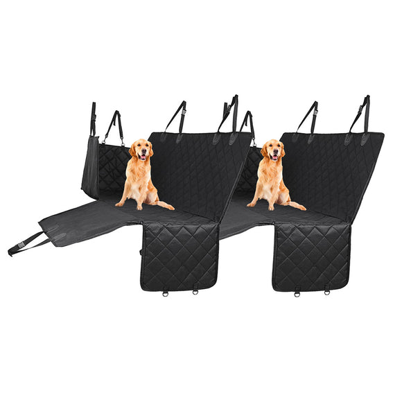 NNEAGS 2X 600D Oxford Cloth Waterproof Dog Car Cover Back Seat Protector Hammock Non-Slip Pet Mat Black