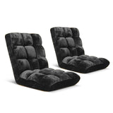 NNEAGS 2X Floor Recliner Folding Lounge Sofa Futon Couch Folding Chair Cushion Black