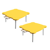 NNEAGS 2X Yellow Minimalist Cat Ear Portable Floor Table Small Space-Saving Mini Desk Home Decor