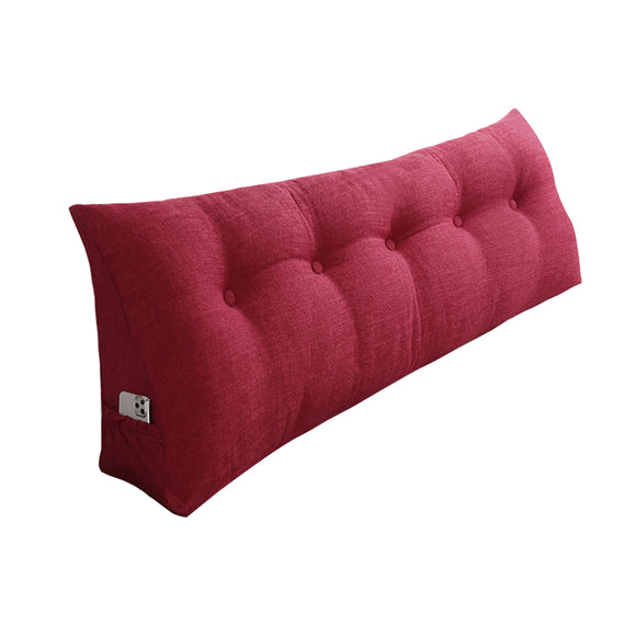 NNEAGS 100cm Rose Red Triangular Wedge Bed Pillow Headboard Backrest Bedside Tatami Cushion Home Decor