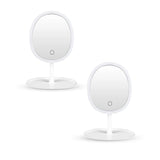 NNEAGS 2X 26cm White Oval Smart LED Makeup Bedroom Table Vanity Mirror  w/ 5x Magnification