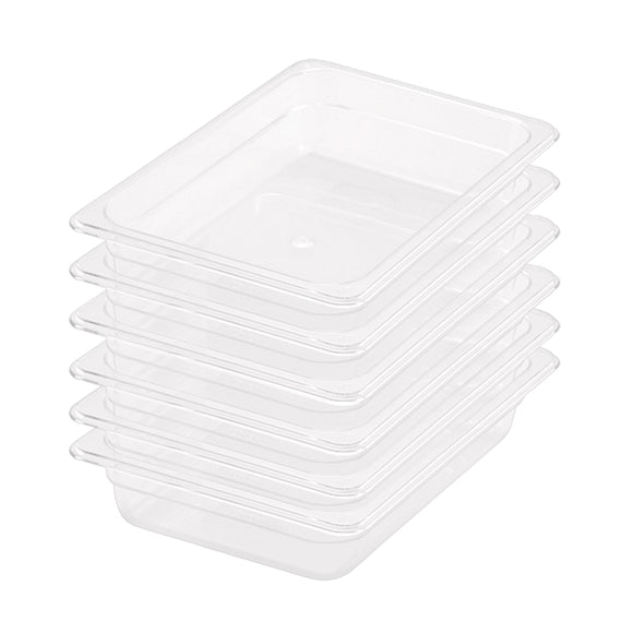 NNEAGS 65mm Clear Gastronorm GN Pan 1/2 Food Tray Storage Bundle of 6