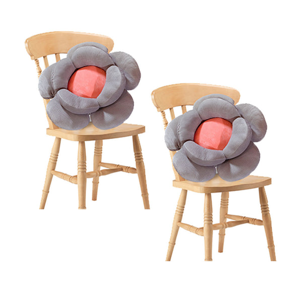 NNEAGS 2X Grey Double Flower Shape Cushion Soft Bedside Floor Plush Pillow Home Decor