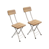 NNEAGS Oak Grain Foldable Chair Space Saving Lightweight Portable Stylish Seat Home Decor Set of 2