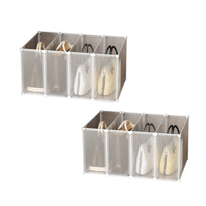 NNEAGS 2X 1 Tier Multifunctional PP Plastic Bag Box Portable Cubby DIY Storage Shelves Stackable Handbag Purse Organiser