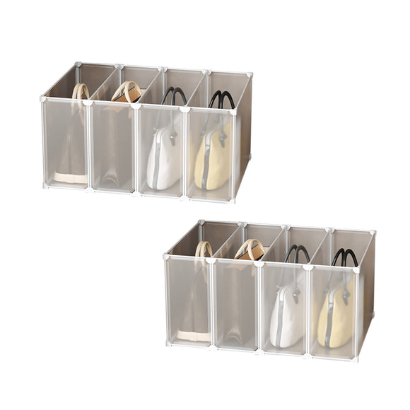 NNEAGS 2X 1 Tier Multifunctional PP Plastic Bag Box Portable Cubby DIY Storage Shelves Stackable Handbag Purse Organiser