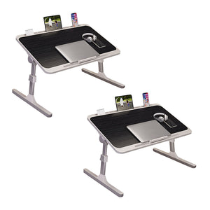 NNEAGS 2X 70X45cm Black Small Laptop Bed Portable Foldable Study Table Adjustable