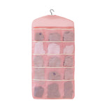 NNEAGS Pink Double Sided Hanging Storage Bag Underwear Bra Socks Mesh Pocket Hanger Home Organiser