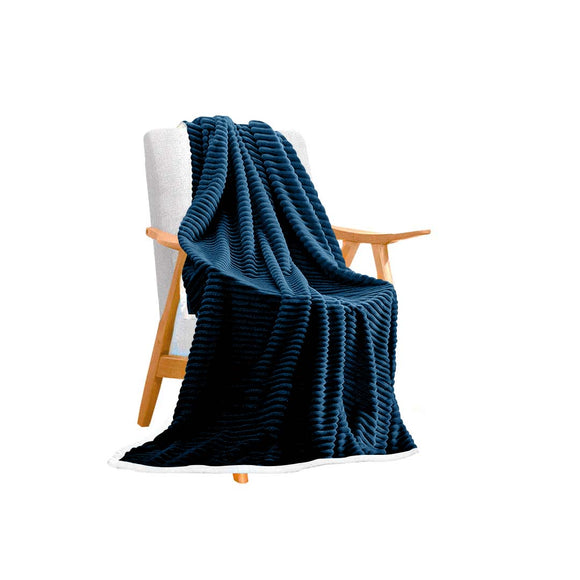 NNEAGS Throw Blanket Warm Cozy Double Sided Thick Flannel Coverlet Fleece Bed Sofa Comforter Dark Blue