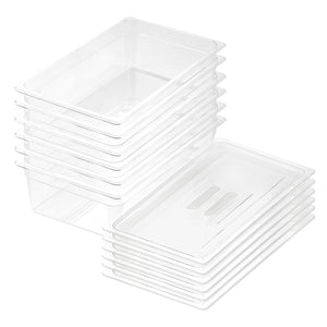 NNEAGS 150mm Clear Gastronorm GN Pan 1/1 Food Tray Storage Bundle of 6 with Lid