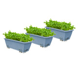 NNEAGS 49.5cm Blue Rectangular Planter Vegetable Herb Flower Outdoor Plastic Box with Holder Balcony Garden Decor Set of 3