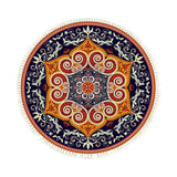 NNEAGS 90cm Round Mandala Ethnic Style Round Carpet, Anti-slip Doormat, Home Decor