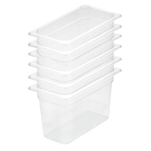 NNEAGS 200mm Clear Gastronorm GN Pan 1/3 Food Tray Storage Bundle of 6