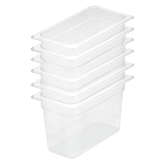 NNEAGS 200mm Clear Gastronorm GN Pan 1/3 Food Tray Storage Bundle of 6
