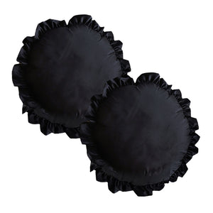 NNEAGS 2X 45X Butterfly Black Vintage Lotus Leaf Edge Round Throw Pillow