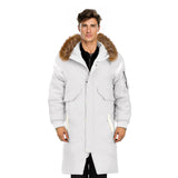 NNEAGS abbee White XL Winter Fur Hooded Thick Overcoat Jacket Stylish Lightweight Quilted Warm Puffer Coat