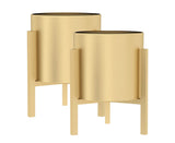NNEAGS 2X 30CM Gold Metal Plant Stand with Flower Pot Holder Corner Shelving Rack Indoor Display